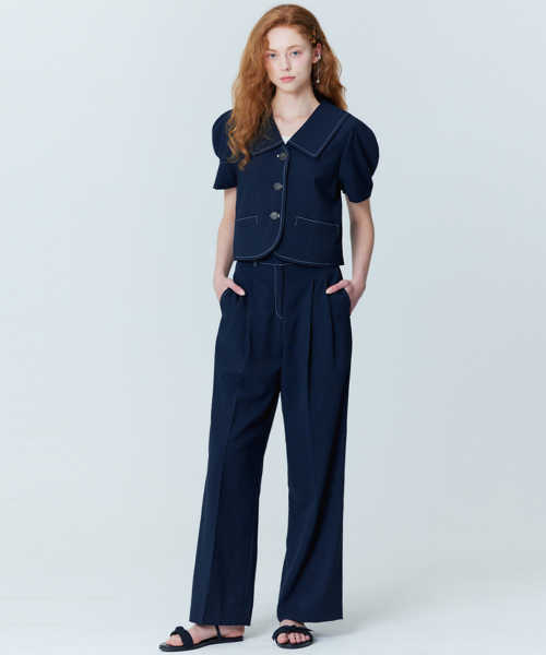 OPENING SUNSHINE(オープニングサンシャイン)の「サマー ツーピンタック ワイドパンツ_ネイビー(スラックス・レディース・その他・SMALL/MEDIUM)」の3枚目の写真