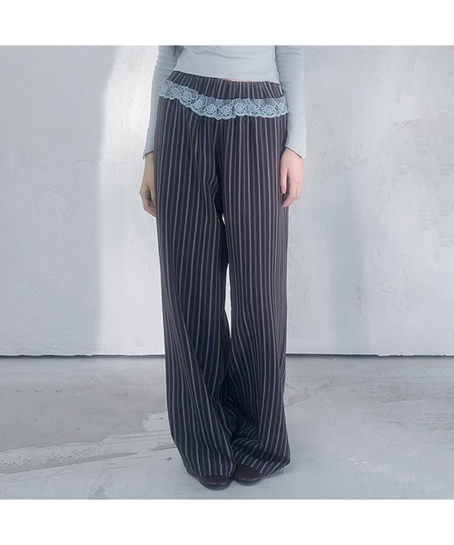 Vivacious(ビバシャス)の「エリスストライプレースパンツ_2カラー(その他パンツ・レディース・ブラック/ブラウン・SMALL/MEDIUM)」の1枚目の写真