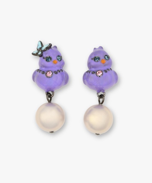 ANNA SUI(アナスイ)の「ひよこモチーフ イヤリング(イヤリング・レディース・パープル/イエロー・FREE)」の1枚目の写真
