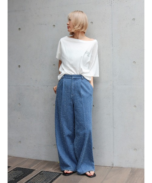 Ungrid（アングリッド）の「ワンショルロゴビッグTee（Tシャツ/カットソー・レディース・ネイビー/オフホワイト/ライトグレー・FREE）」の8枚目の写真