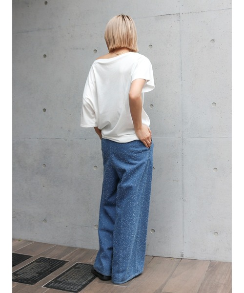 Ungrid（アングリッド）の「ワンショルロゴビッグTee（Tシャツ/カットソー・レディース・ネイビー/オフホワイト/ライトグレー・FREE）」の9枚目の写真