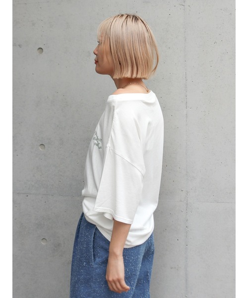 Ungrid（アングリッド）の「ワンショルロゴビッグTee（Tシャツ/カットソー・レディース・ネイビー/オフホワイト/ライトグレー・FREE）」の12枚目の写真