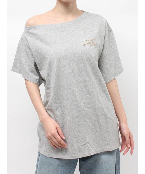 Ungrid（アングリッド）の「ワンショルロゴビッグTee（Tシャツ/カットソー・レディース・ネイビー/オフホワイト/ライトグレー・FREE）」の17枚目の写真