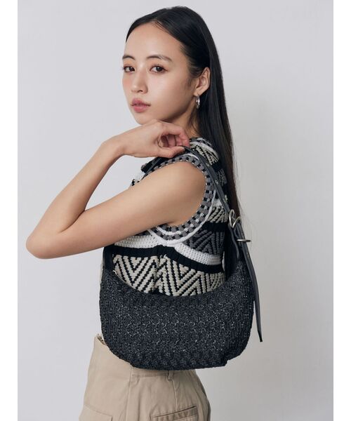 MURUA（ムルーア）の「ラフィアライクハンドルバッグ（ハンドバッグ・レディース・ブラック/ベージュ・FREE）」の3枚目の写真