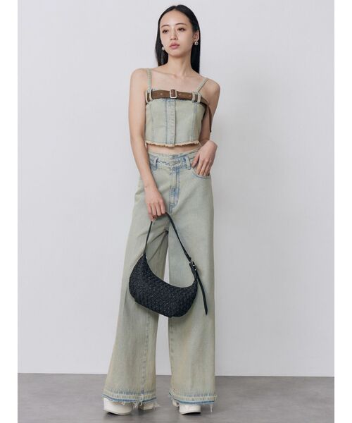 MURUA（ムルーア）の「ラフィアライクハンドルバッグ（ハンドバッグ・レディース・ブラック/ベージュ・FREE）」の6枚目の写真