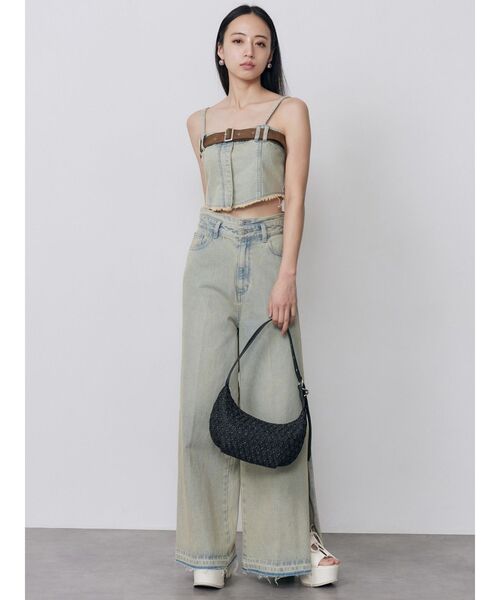 MURUA（ムルーア）の「ラフィアライクハンドルバッグ（ハンドバッグ・レディース・ブラック/ベージュ・FREE）」の7枚目の写真