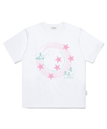 サークルビッグスタープリントオーバーサイズ半袖Tシャツホワイト