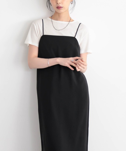 for/c(フォーシー)の「ダブルクロスキャミワンピ【サスティナブル】(ワンピース・レディース・ブラック・M/L)」の8枚目の写真