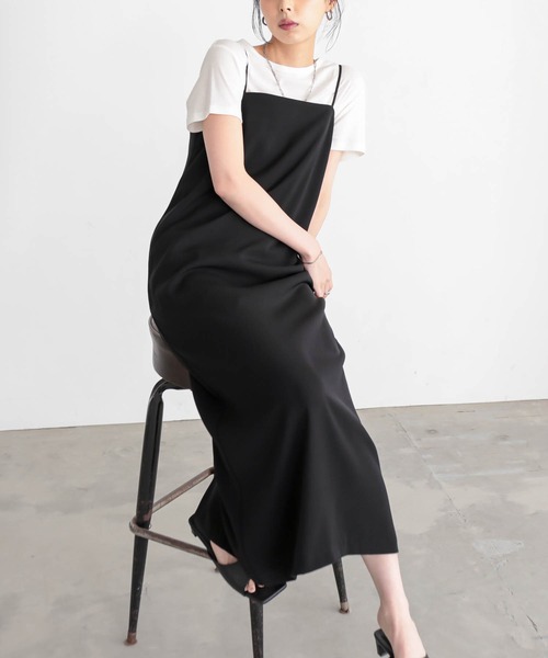 for/c(フォーシー)の「ダブルクロスキャミワンピ【サスティナブル】(ワンピース・レディース・ブラック・M/L)」の15枚目の写真