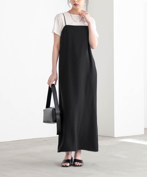 for/c(フォーシー)の「ダブルクロスキャミワンピ【サスティナブル】(ワンピース・レディース・ブラック・M/L)」の4枚目の写真