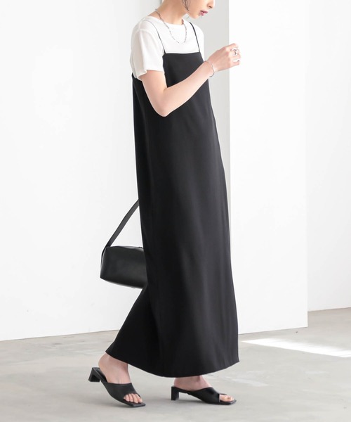 for/c(フォーシー)の「ダブルクロスキャミワンピ【サスティナブル】(ワンピース・レディース・ブラック・M/L)」の6枚目の写真