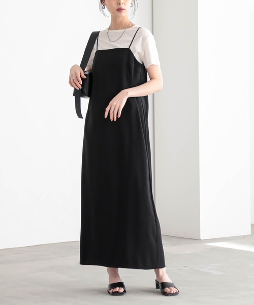 for/c(フォーシー)の「ダブルクロスキャミワンピ【サスティナブル】(ワンピース・レディース・ブラック・M/L)」の3枚目の写真