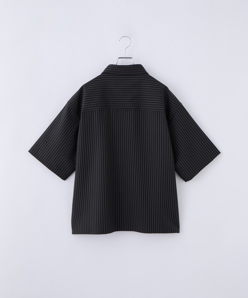 cussil(クシル)の「【cussil/クシル】〈接触冷感・イージーケア〉ネクタイセットリラックスストライプレギュラーカラー半袖シャツ(シャツ/ブラウス・メンズ・アイボリー/ブラック・L/M/S)」の9枚目の写真