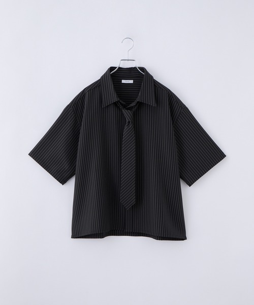 cussil(クシル)の「【cussil/クシル】〈接触冷感・イージーケア〉ネクタイセットリラックスストライプレギュラーカラー半袖シャツ(シャツ/ブラウス・メンズ・アイボリー/ブラック・L/M/S)」の11枚目の写真