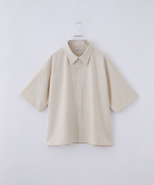 cussil(クシル)の「【cussil/クシル】〈接触冷感・イージーケア〉ネクタイセットリラックスストライプレギュラーカラー半袖シャツ(シャツ/ブラウス・メンズ・アイボリー/ブラック・L/M/S)」の13枚目の写真