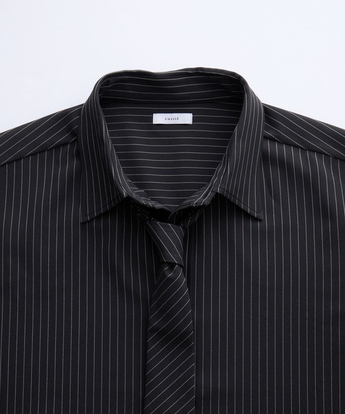 cussil(クシル)の「【cussil/クシル】〈接触冷感・イージーケア〉ネクタイセットリラックスストライプレギュラーカラー半袖シャツ(シャツ/ブラウス・メンズ・アイボリー/ブラック・L/M/S)」の17枚目の写真