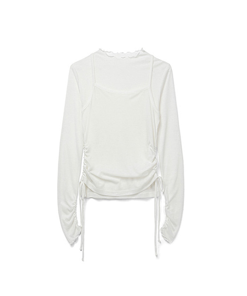 COSTUME O’CLOCK(コスチュームオクロック)の「シースルーレイヤードTシャツセットアップ 2 COLOR COWTS003(Tシャツ/カットソー・レディース・ブラック/アイボリー・F)」の2枚目の写真