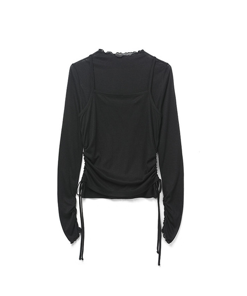 COSTUME O’CLOCK(コスチュームオクロック)の「シースルーレイヤードTシャツセットアップ 2 COLOR COWTS003(Tシャツ/カットソー・レディース・ブラック/アイボリー・F)」の1枚目の写真