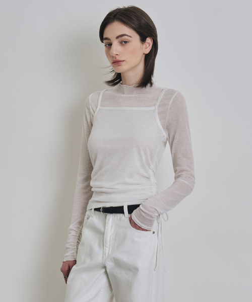 COSTUME O’CLOCK(コスチュームオクロック)の「シースルーレイヤードTシャツセットアップ 2 COLOR COWTS003(Tシャツ/カットソー・レディース・ブラック/アイボリー・F)」の6枚目の写真