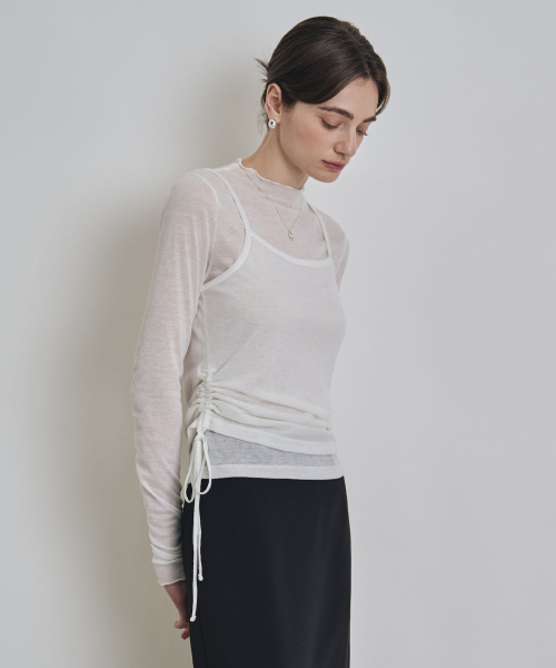 COSTUME O’CLOCK(コスチュームオクロック)の「シースルーレイヤードTシャツセットアップ 2 COLOR COWTS003(Tシャツ/カットソー・レディース・ブラック/アイボリー・F)」の7枚目の写真