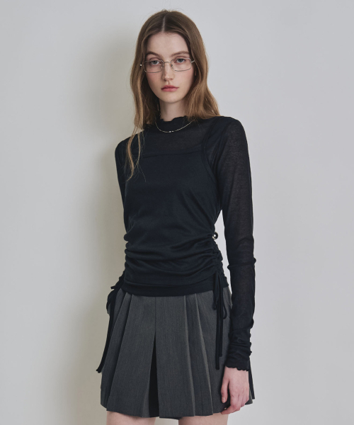 COSTUME O’CLOCK(コスチュームオクロック)の「シースルーレイヤードTシャツセットアップ 2 COLOR COWTS003(Tシャツ/カットソー・レディース・ブラック/アイボリー・F)」の9枚目の写真