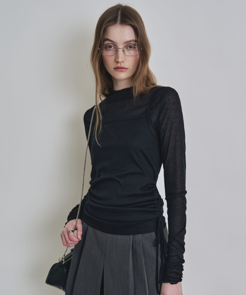 COSTUME O’CLOCK(コスチュームオクロック)の「シースルーレイヤードTシャツセットアップ 2 COLOR COWTS003(Tシャツ/カットソー・レディース・ブラック/アイボリー・F)」の10枚目の写真