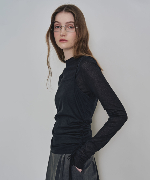 COSTUME O’CLOCK(コスチュームオクロック)の「シースルーレイヤードTシャツセットアップ 2 COLOR COWTS003(Tシャツ/カットソー・レディース・ブラック/アイボリー・F)」の11枚目の写真