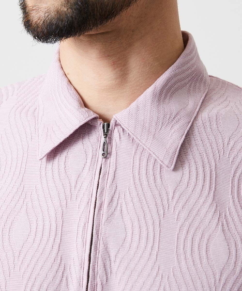 MICHEL KLEIN HOMME (ミッシェルクランオム)の「《日本製》スモーク柄ハーフジップ半袖ポロシャツ(ポロシャツ・メンズ・ライトグレー/ネイビー/ピンク・MEDIUM/LARGE/X-LARGE)」の8枚目の写真