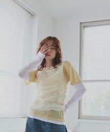 チュールタンクトップ フェイクレイヤード ロンT