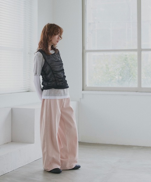 ad thie(アドティエ)の「チュールタンクトップ フェイクレイヤード ロンT(Tシャツ/カットソー・レディース・オートミール/イエロー/ライトブルー・FREE)」の5枚目の写真