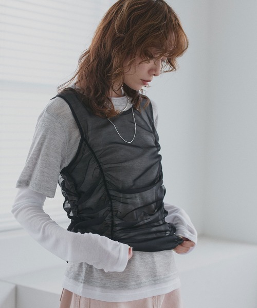 ad thie(アドティエ)の「チュールタンクトップ フェイクレイヤード ロンT(Tシャツ/カットソー・レディース・オートミール/イエロー/ライトブルー・FREE)」の12枚目の写真