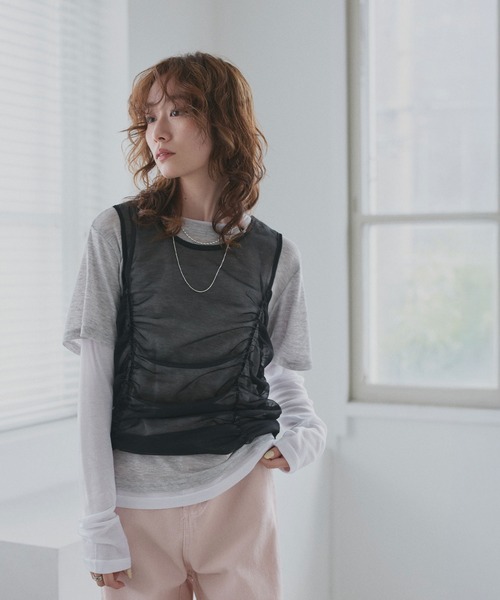 ad thie(アドティエ)の「チュールタンクトップ フェイクレイヤード ロンT(Tシャツ/カットソー・レディース・オートミール/イエロー/ライトブルー・FREE)」の14枚目の写真