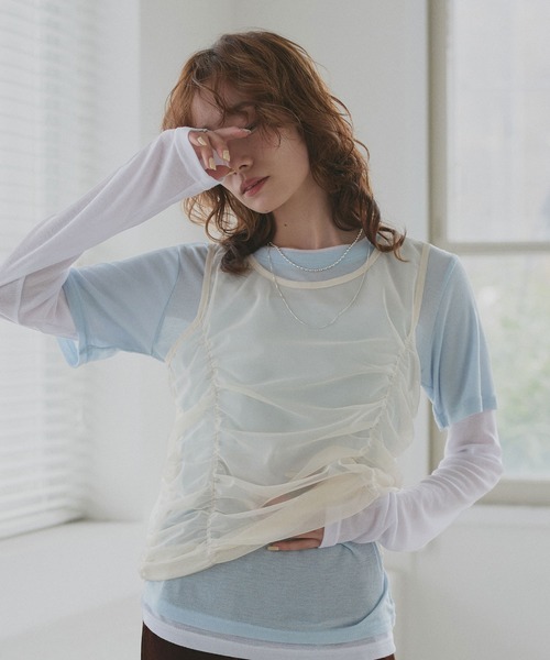 ad thie(アドティエ)の「チュールタンクトップ フェイクレイヤード ロンT(Tシャツ/カットソー・レディース・オートミール/イエロー/ライトブルー・FREE)」の21枚目の写真