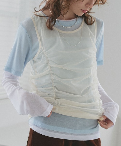 ad thie(アドティエ)の「チュールタンクトップ フェイクレイヤード ロンT(Tシャツ/カットソー・レディース・オートミール/イエロー/ライトブルー・FREE)」の22枚目の写真