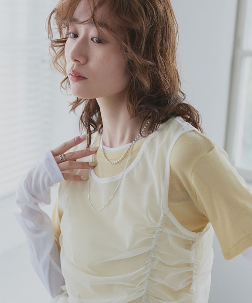 ad thie(アドティエ)の「チュールタンクトップ フェイクレイヤード ロンT(Tシャツ/カットソー・レディース・オートミール/イエロー/ライトブルー・FREE)」の9枚目の写真
