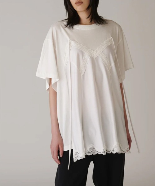INSCRIRE(アンスクリア)の「Hybrid Lingerie T-Shirt(Tシャツ/カットソー・レディース・ブラック/ホワイト・SMALL)」の1枚目の写真