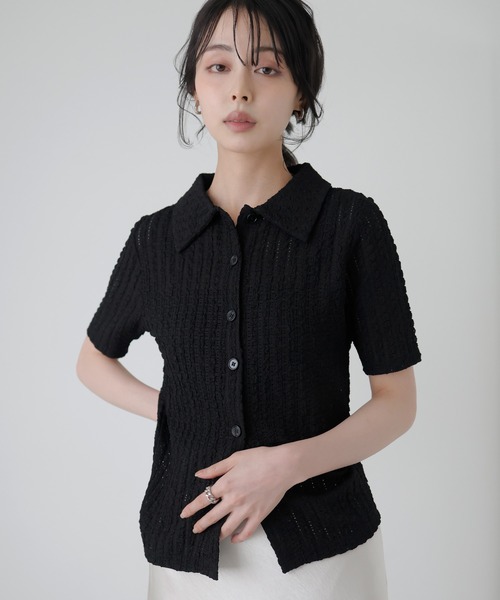 LIAN(リアン)の「ジャガードポロカットソー(Tシャツ/カットソー・レディース・アイボリー/ブラック/グリーン・FREE)」の15枚目の写真