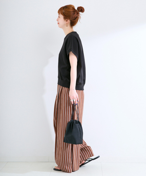 B.C STOCK(ベーセーストック)の「ウォッシャブル / add Function ニュアンスフォルムプルオーバー(Tシャツ/カットソー・レディース・ブラック/スカイブルー/ホワイト/ブラウン・FREE)」の12枚目の写真