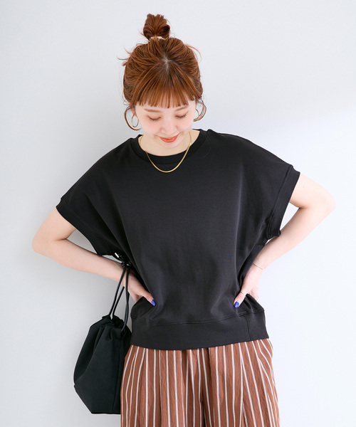 B.C STOCK(ベーセーストック)の「ウォッシャブル / add Function ニュアンスフォルムプルオーバー(Tシャツ/カットソー・レディース・ブラック/スカイブルー/ホワイト/ブラウン・FREE)」の10枚目の写真