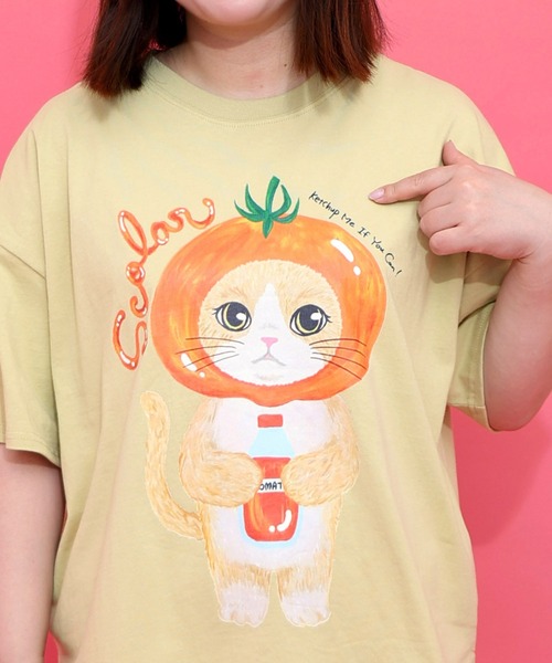 ScoLar(スカラー)の「162632:トマトにゃんこ柄プリントTシャツ(Tシャツ/カットソー・レディース・イエロー/ブラック/オフホワイト・M)」の18枚目の写真