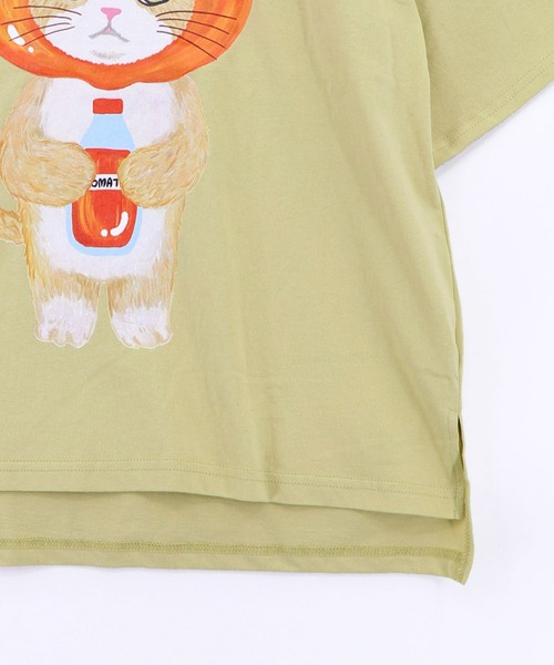 ScoLar(スカラー)の「162632:トマトにゃんこ柄プリントTシャツ(Tシャツ/カットソー・レディース・イエロー/ブラック/オフホワイト・M)」の13枚目の写真