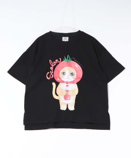 ScoLar(スカラー)の「162632:トマトにゃんこ柄プリントTシャツ(Tシャツ/カットソー・レディース・イエロー/ブラック/オフホワイト・M)」の20枚目の写真