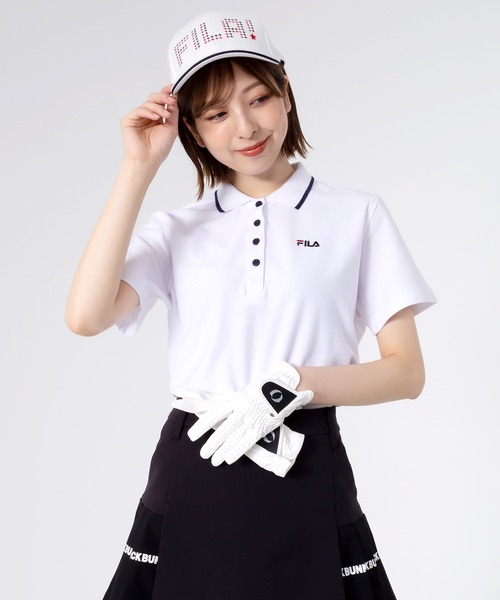 FILA(フィラ)の「FILA フィラ ポロシャツ 半袖 襟ライン ボタンダウン 綿100%(ポロシャツ・レディース・ホワイト/ベージュ・M/LL/L)」の3枚目の写真