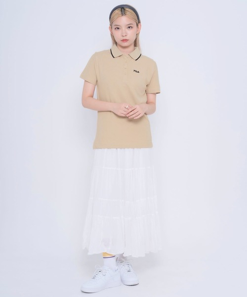 FILA(フィラ)の「FILA フィラ ポロシャツ 半袖 襟ライン ボタンダウン 綿100%(ポロシャツ・レディース・ホワイト/ベージュ・M/LL/L)」の8枚目の写真