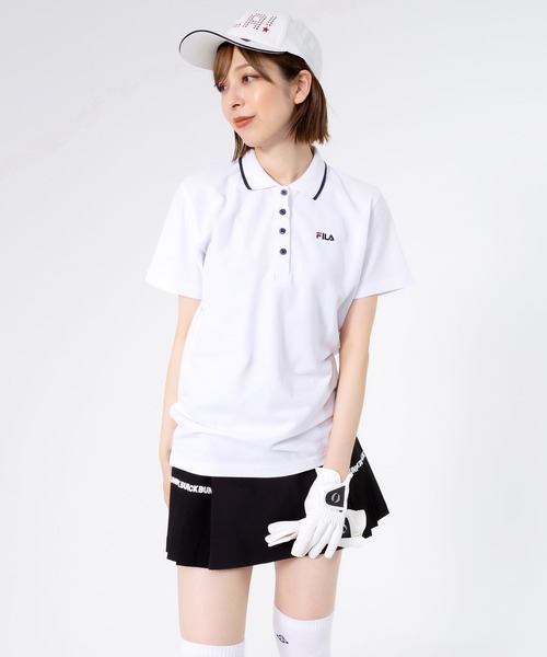 FILA(フィラ)の「FILA フィラ ポロシャツ 半袖 襟ライン ボタンダウン 綿100%(ポロシャツ・レディース・ホワイト/ベージュ・M/LL/L)」の4枚目の写真