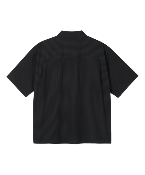PRAIRIE(KR)(プレーリー)の「ドビーストライプ クロップ 半袖シャツ (ブラック)(シャツ/ブラウス・メンズ・ブラック・MEDIUM/LARGE)」の7枚目の写真