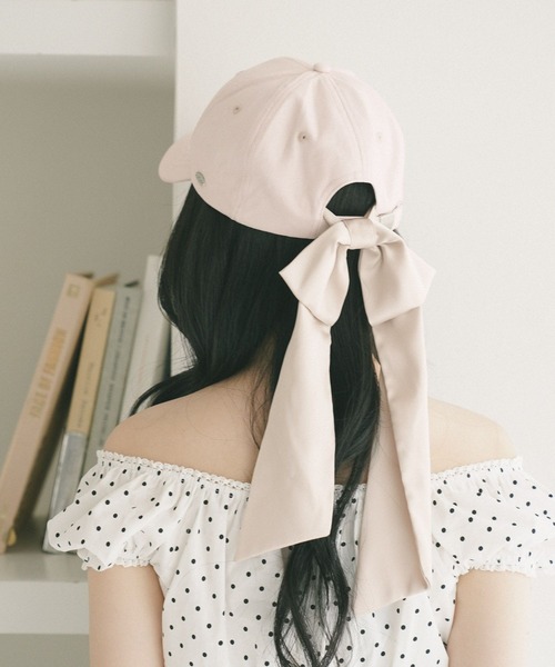 Heather(ヘザー)の「サテンリボンCAP 774648(キャップ・レディース・アイボリー/ブラック・FREE)」の2枚目の写真