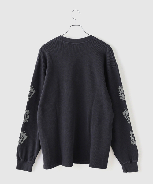 YESEYESEE(イエスアイシー)の「YESEYESEE / イエスアイシー Y.E.S Stamp Waffle L/S(Tシャツ/カットソー・メンズ・アイボリー/チャコールグレー・MEDIUM/LARGE)」の6枚目の写真