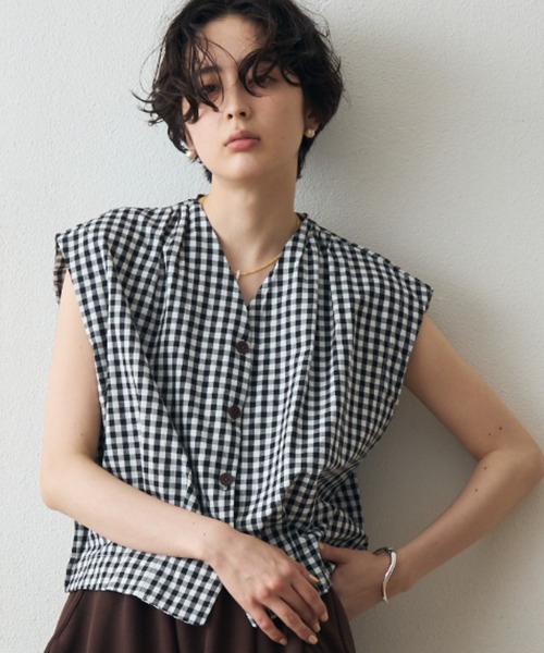 Gingam check noose blouse (рубашка в клетку)