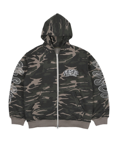 迷彩 WOKE EDGE ジップアップパーカー WOKE EDGE / ウォークエッジ SPLAYED CAMO ZIP HOODIE（パーカー